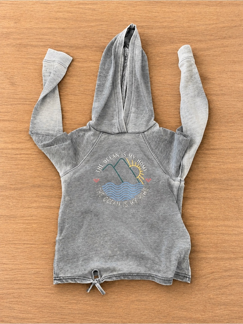 Roxy Kids Gray Hoodie with Ocean Sun Graphic